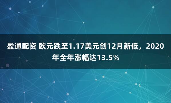 盈通配资 欧元跌至1.17美元创12月新低，2020年全年涨幅达13.5%